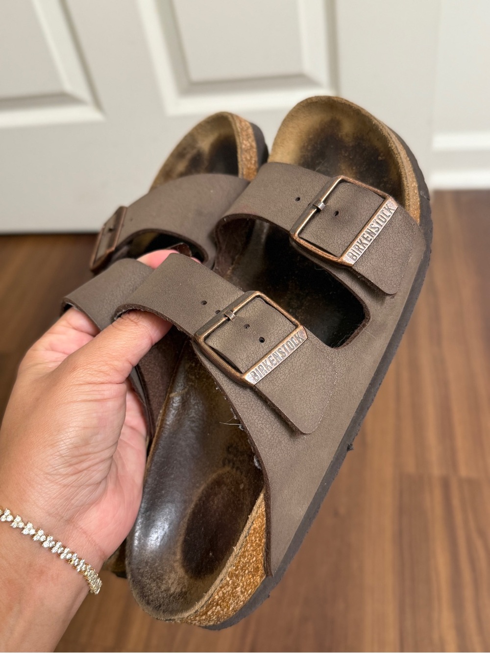 Birkenstock Brown Two-Strap Buckle Sandals